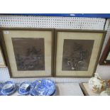 A pair indistinctly signed North Wales Mill scenes, 14ins x 11.5ins