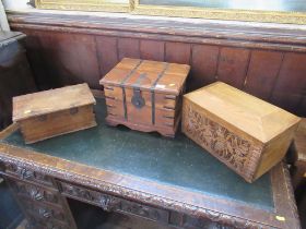 Four Antique design boxes, width 19ins, height 10ins, width 17ins, height 11ins