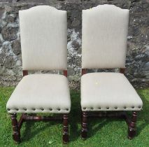 A pair of upholstered dining chairs