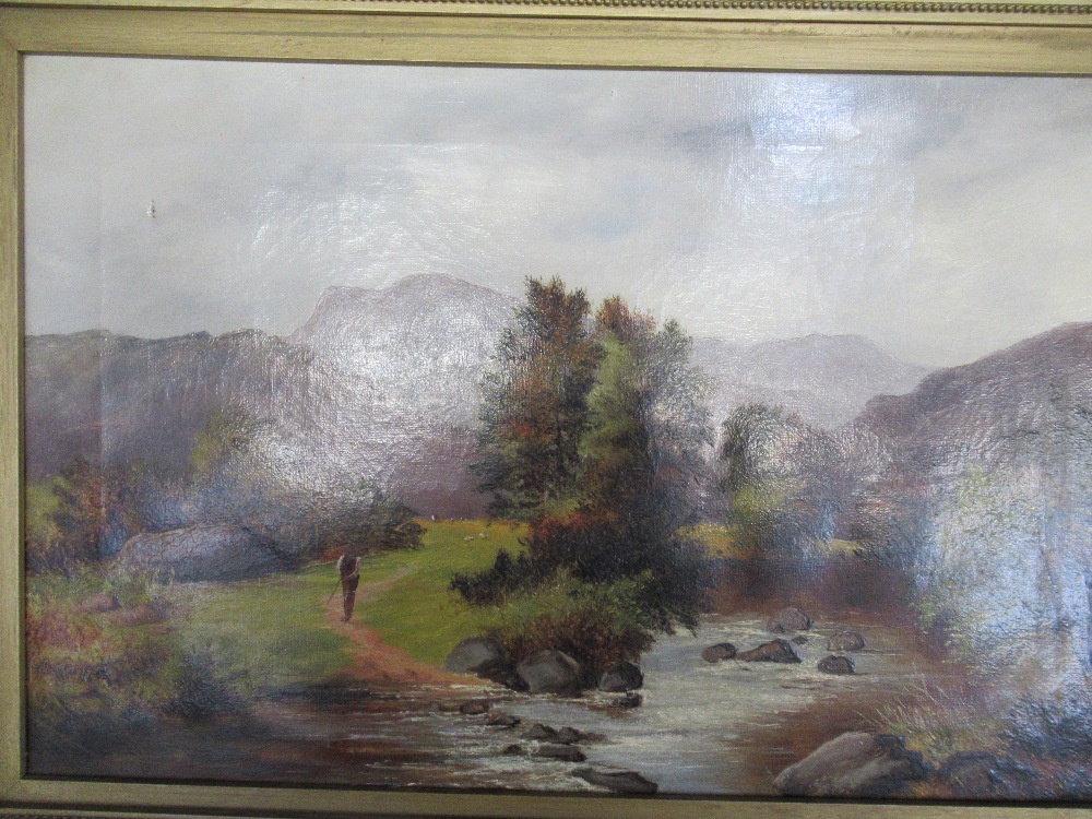 A 19th century school oil on canvas, river scene , 12ins x 18ins - Image 2 of 3