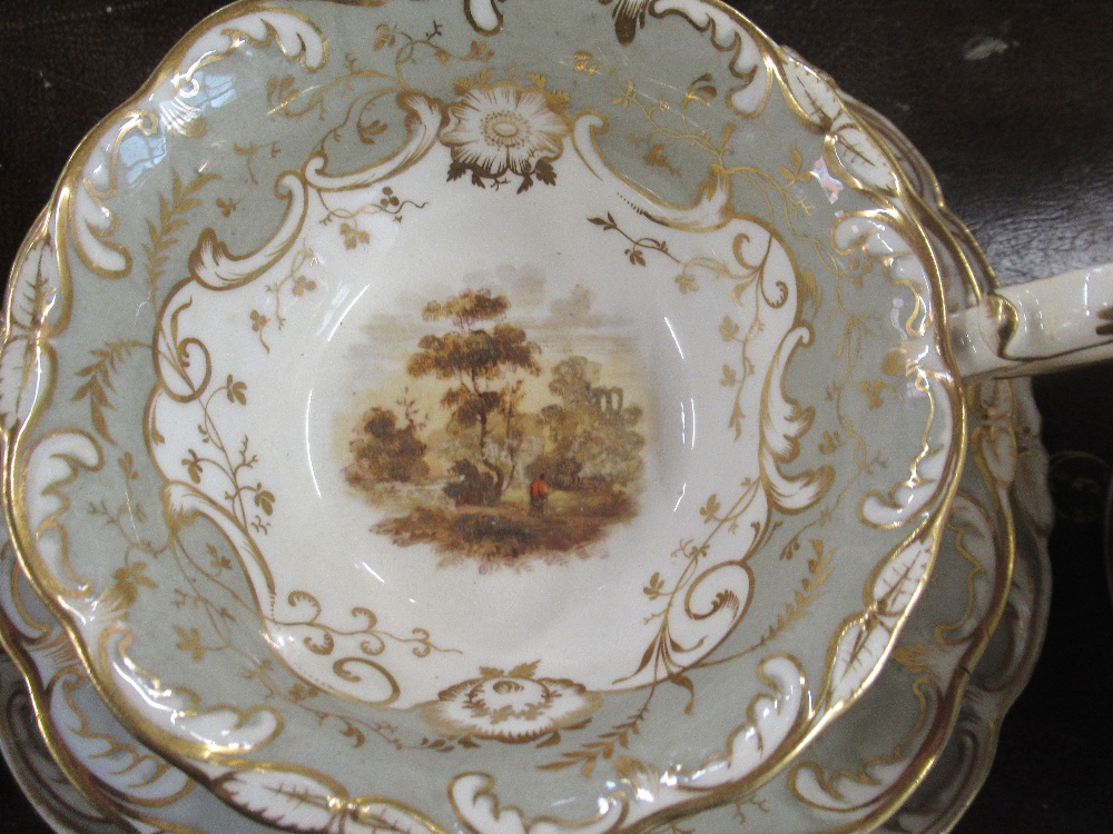 A collection of 19th century tea ware, possibly Rockingham, each piece individually decorated with - Image 3 of 9