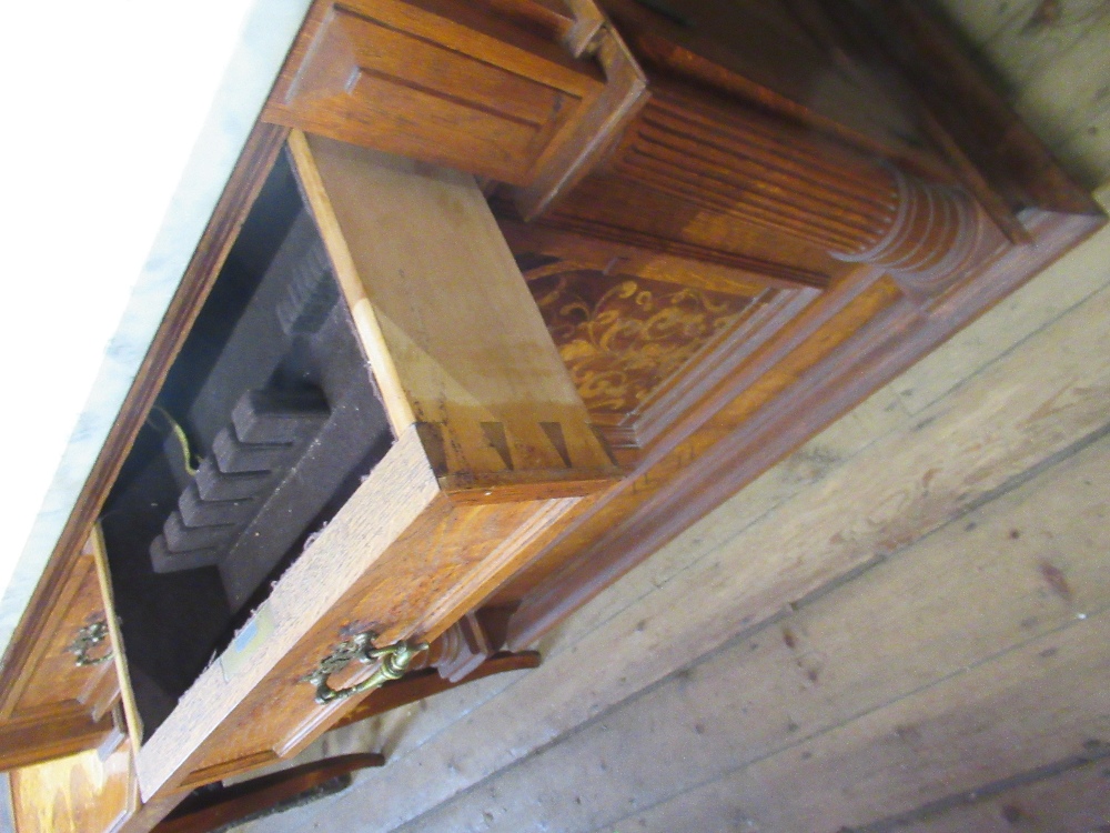 A continental style marble top side board fitted frieze drawer over 3 cupboard drawers with inlaid - Image 3 of 3