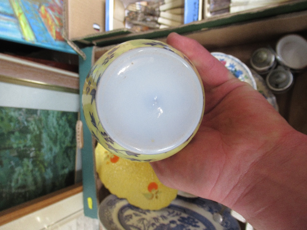 A box of sundries to include china, egg timer, Victorian glass vase etc - Image 3 of 12