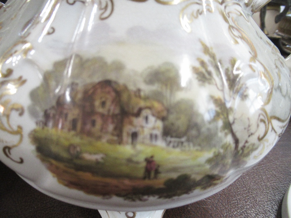 A collection of 19th century tea ware, possibly Rockingham, each piece individually decorated with - Image 7 of 9