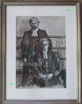 A pastel drawing, The Britannia Park Case 1990-1992, indistinctly signed, 25ins x 17ins, together