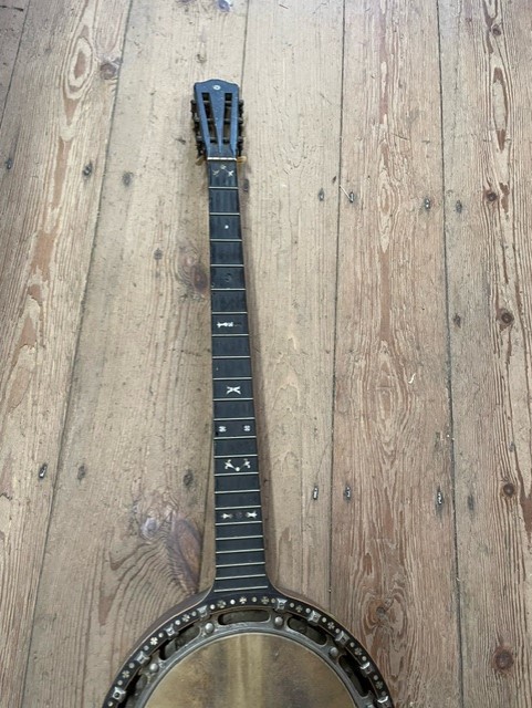 A Banjo with inlaid decoration, missing strings - Image 2 of 3