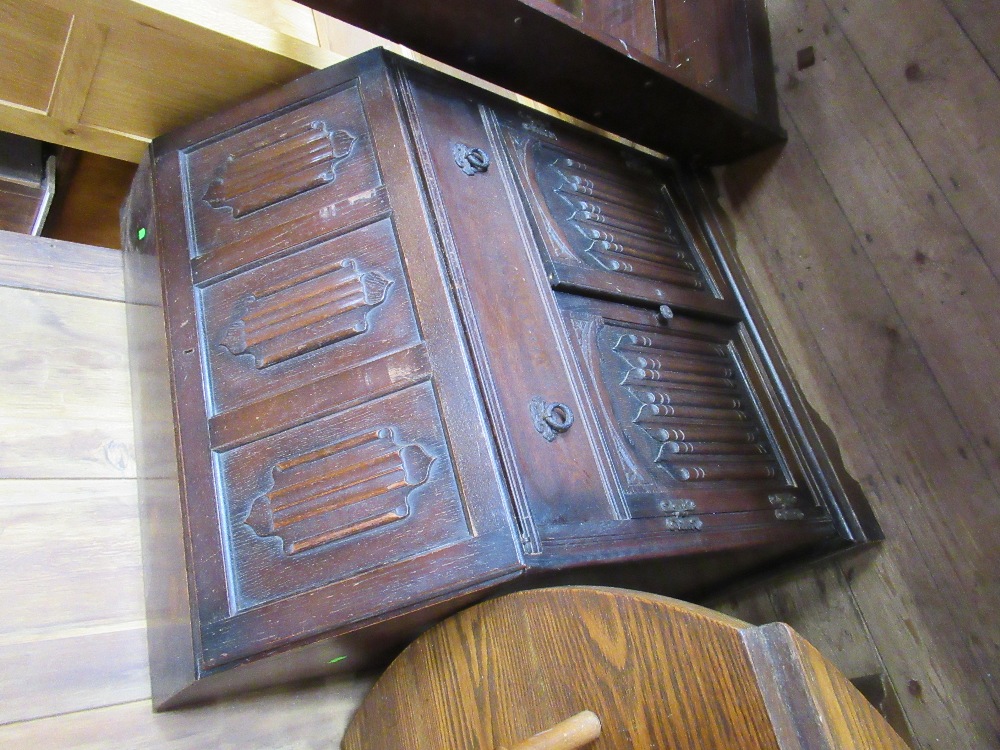 A set of shelves, bureau, oak dining table and two chairs - Image 2 of 4