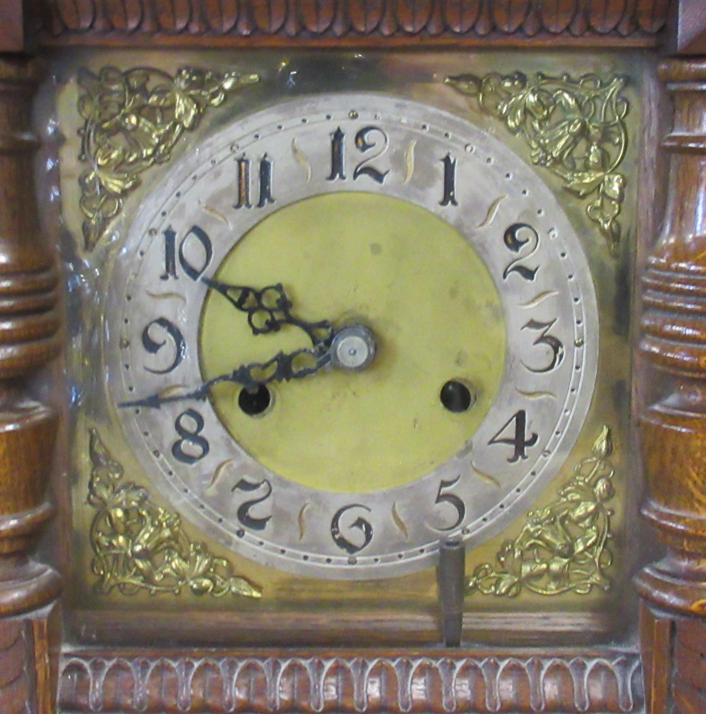 An oak case mantle clock, Smith Enfield, total height 19ins - Image 2 of 2