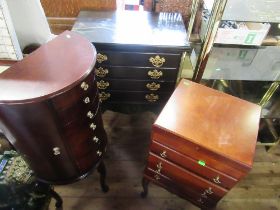 A collection of chest of drawers including painted examples and canteen