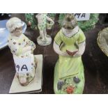 Four Antique porcelain models to include a pair of figures