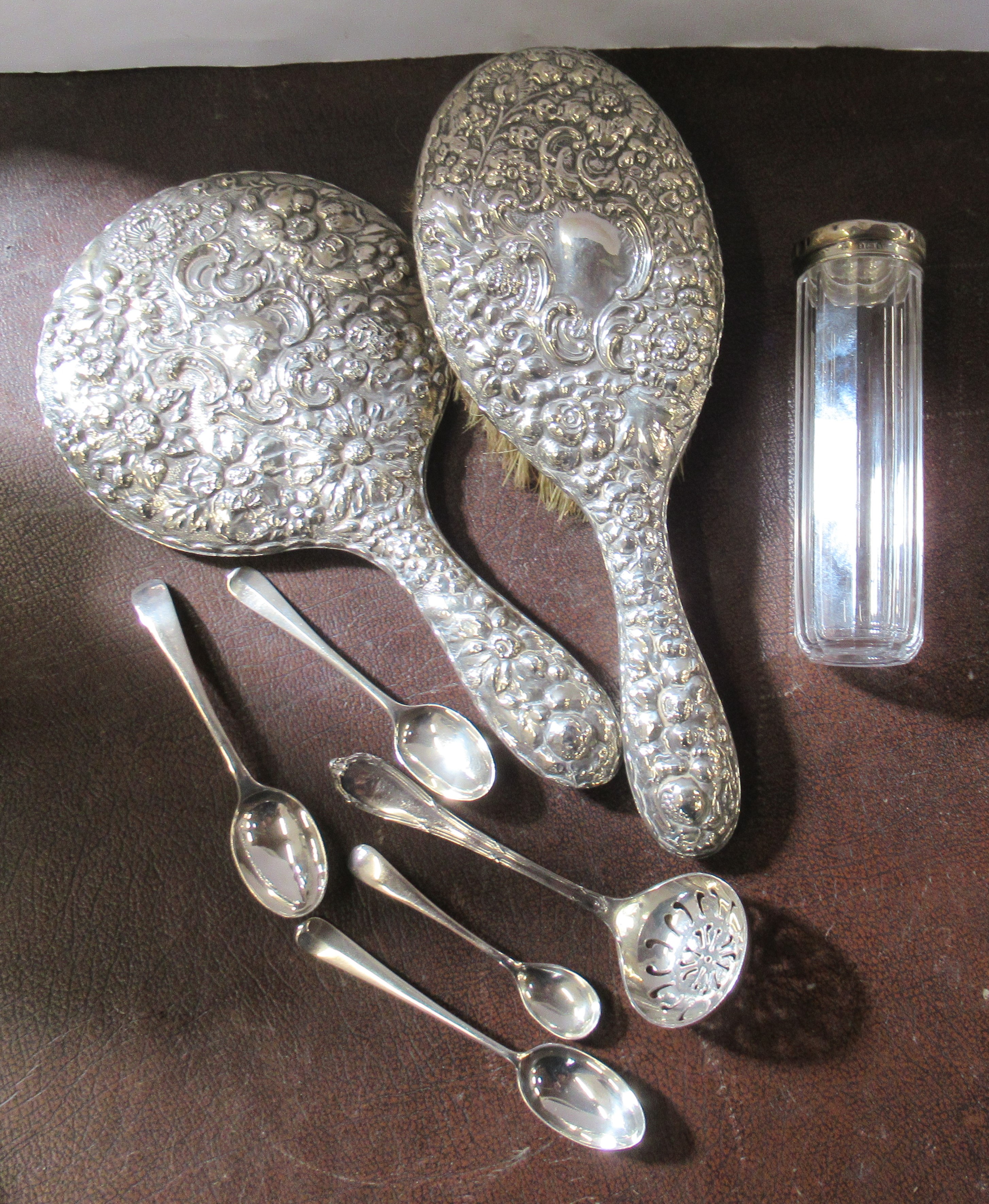 A collection of hallmarked silver, and plate