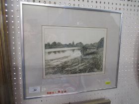 Gillian Stroudley limited edition etching, 'Beached Fishing Boat' together with a John Christopher