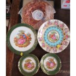 A boxed Royal Worcester cabinet plate, together with four Limoges plates