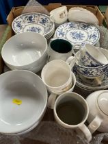 A box of china including Johnson Brothers