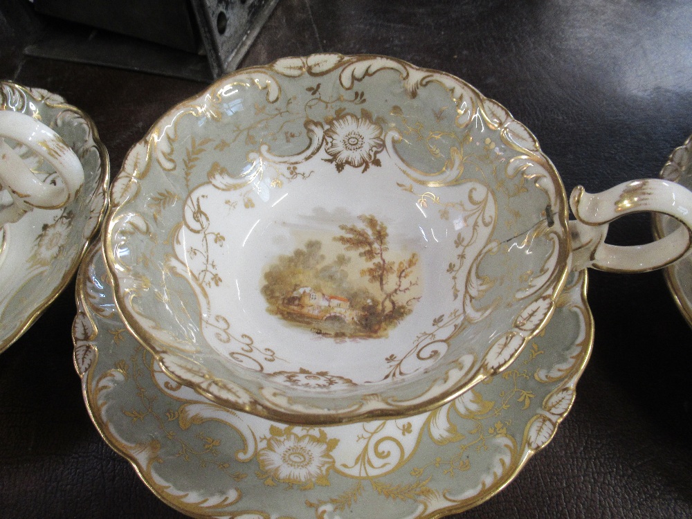 A collection of 19th century tea ware, possibly Rockingham, each piece individually decorated with - Image 9 of 9