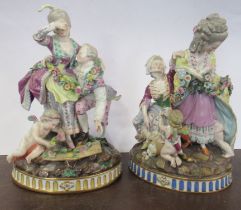 Two 19th century Meissen porcelain figure groups, The Broken Bridge and The Broken Eggs, height 9.