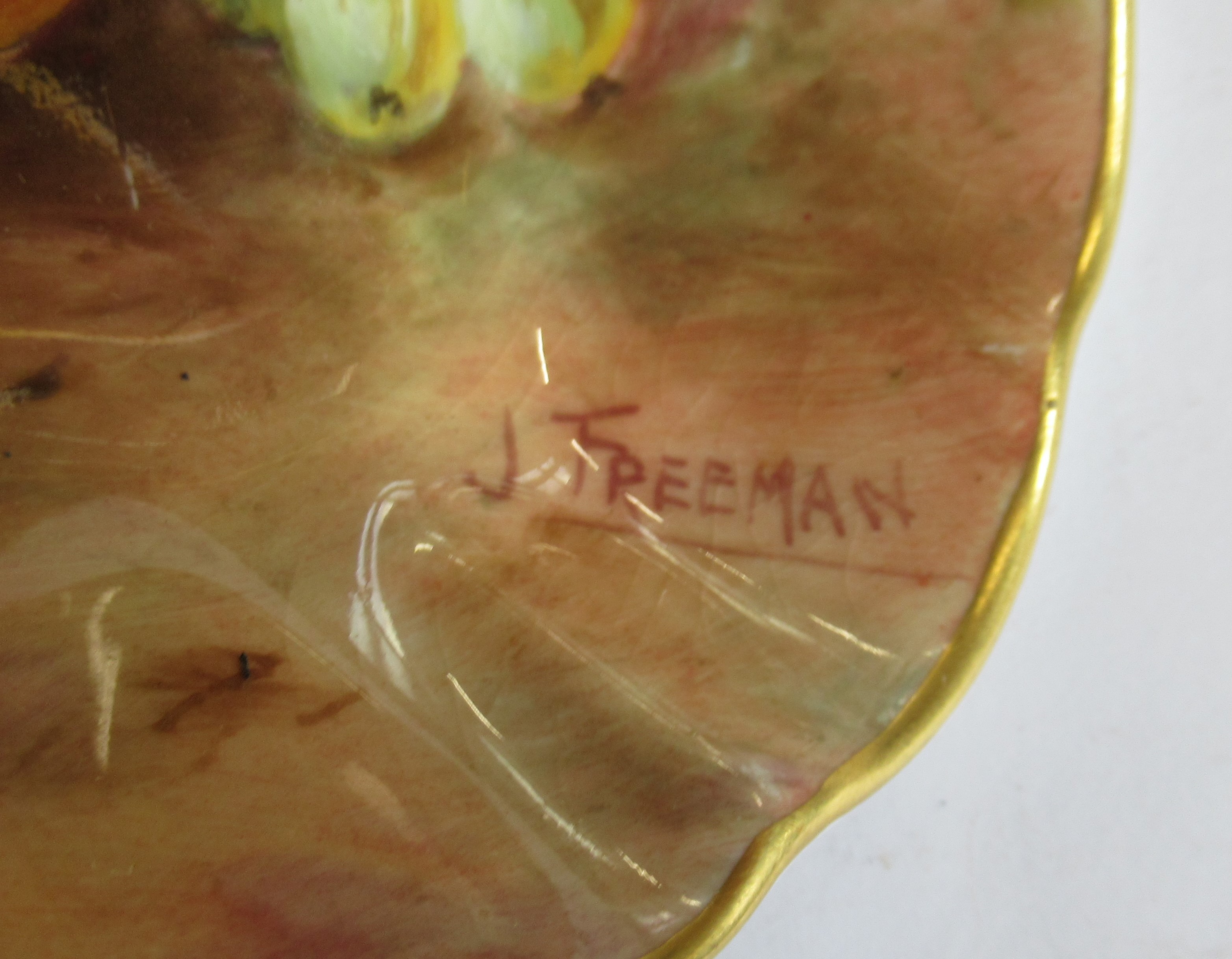 A Royal Worcester shaped square dish, decorated with fruit to a mossy background by Freeman, af, - Image 2 of 4