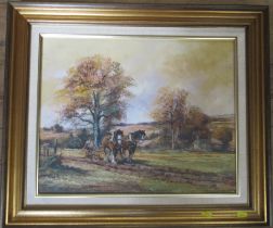 Alan King, oil on canvas, Start of the Ploughing 1988, 16ins x 19ins