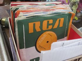 A collection of 45 records including predominantly 1960's examples