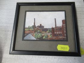 A miniature oil, study of mills, signed Helen, written in pen on the reverse H.Clapcott ,