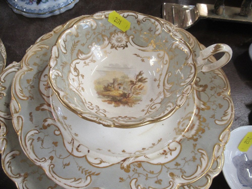 A collection of 19th century tea ware, possibly Rockingham, each piece individually decorated with - Image 8 of 9