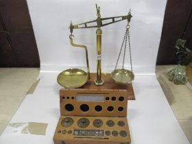 A Leicester Scale company Class B set of Scales together with a boxed set of weights