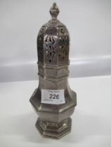 A hallmarked silver sugar sifter, weight 7oz, height 8ins
