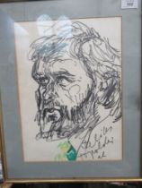 Feliks Topolski, pen drawing, portrait of a bearded man, 14.5ins x 10ins (D)