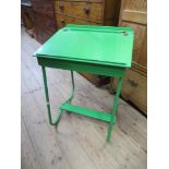 A painted green child's desk width 20ins, height 29ins