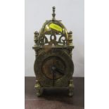 A reproduction brass lantern clock, height 7.5ins