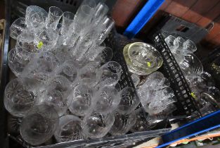 Three boxes of glassware