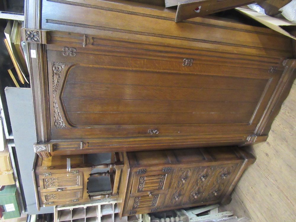 An oak single door wardrobe together with an oak Rackstraw style cabinet and another cabinet