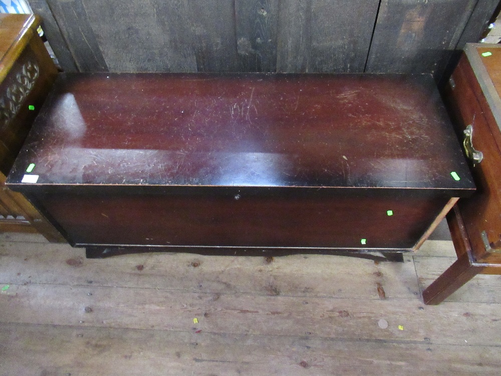 A blanket chest with raising lid stamped Virginia made