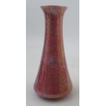 A Ruskin tapered inverse trumpet vase, decorated with a pink ground, impressed marks, dated 1925,