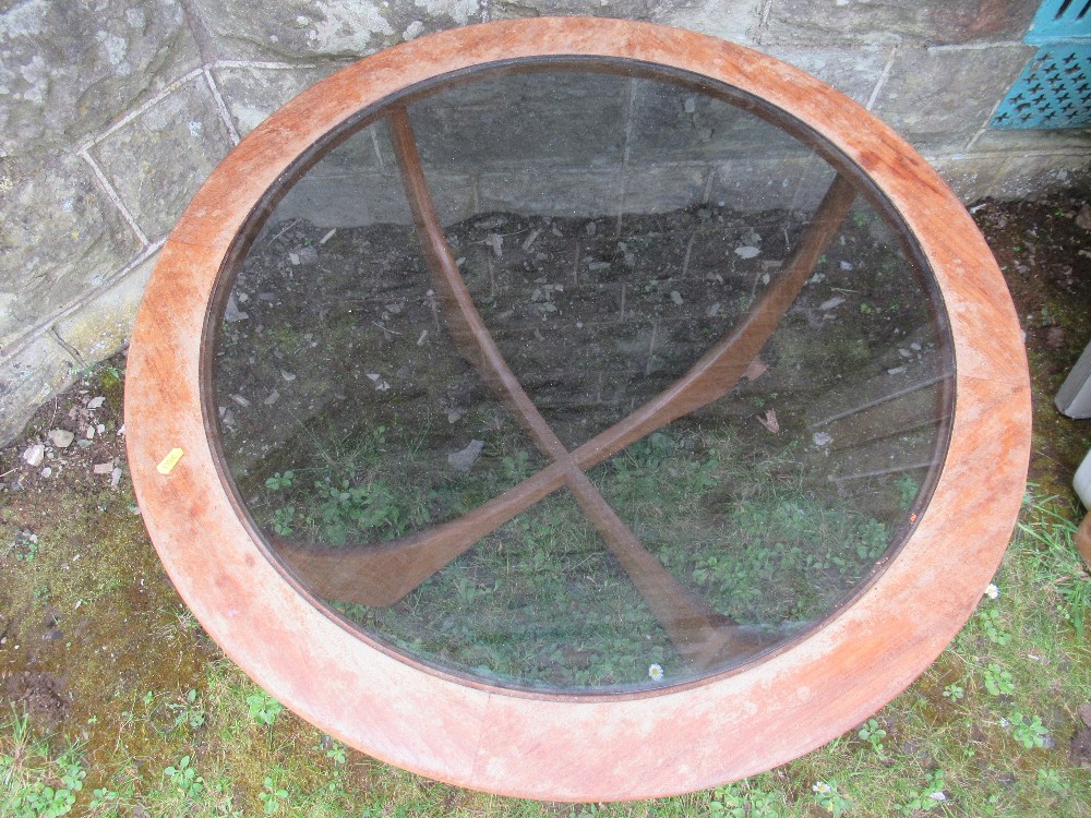 A mid century glass topped coffee table, width 33ins - Image 2 of 2