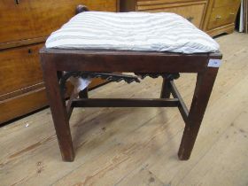 A 19th century mahogany square stool width 19ins