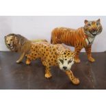 Three Beswick models, lion, tiger and cheetah