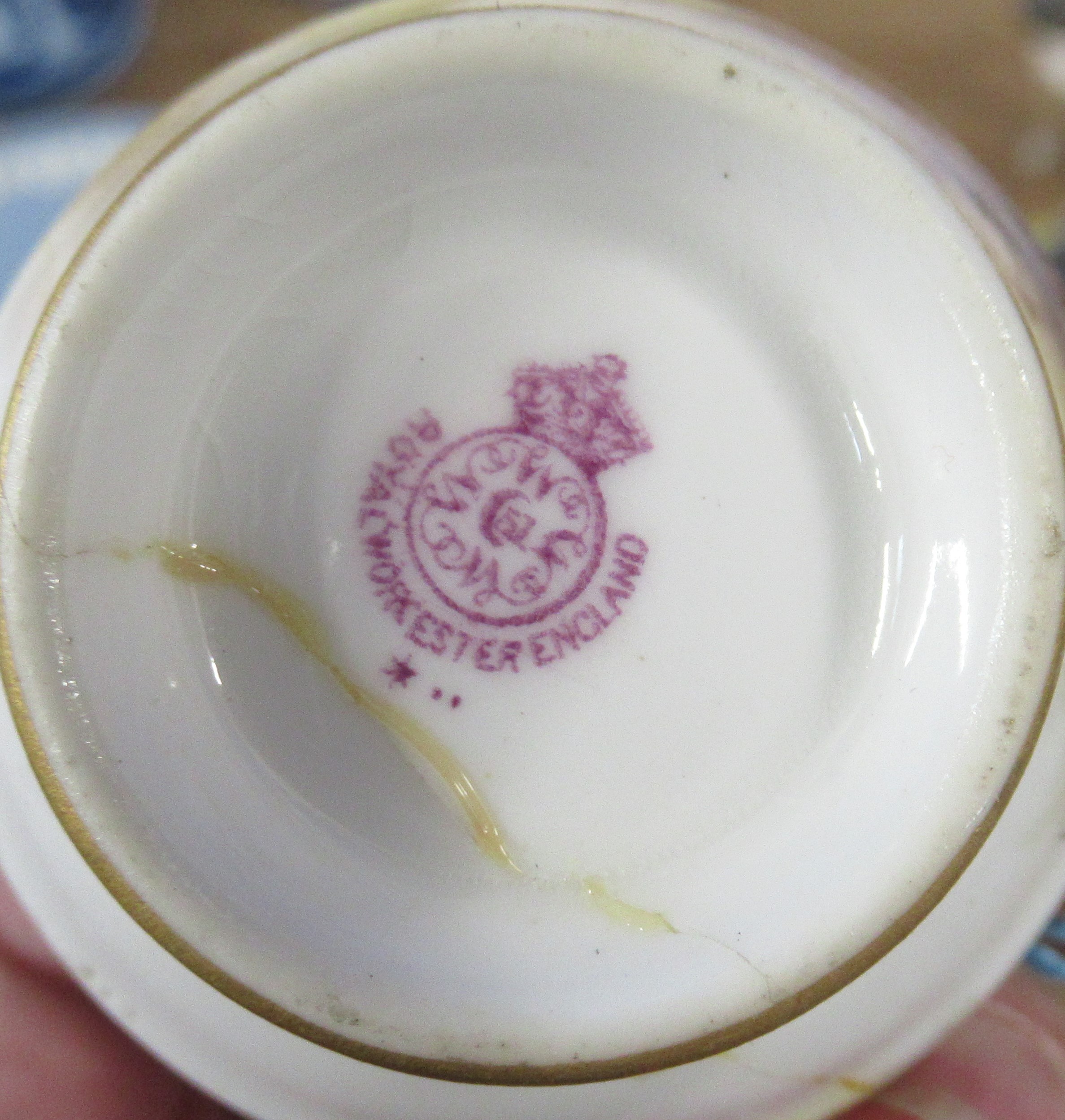 A Royal Worcester miniature saucer, decorated with sheep, signed Jas Stinton, together with a - Image 6 of 6
