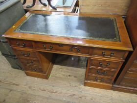 A reproduction twin pedestal desk, width 48ins, depth 24ins, height 30ins