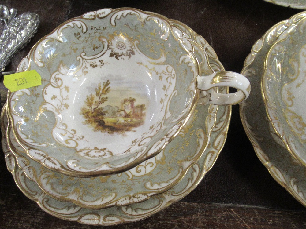 A collection of 19th century tea ware, possibly Rockingham, each piece individually decorated with - Image 2 of 9