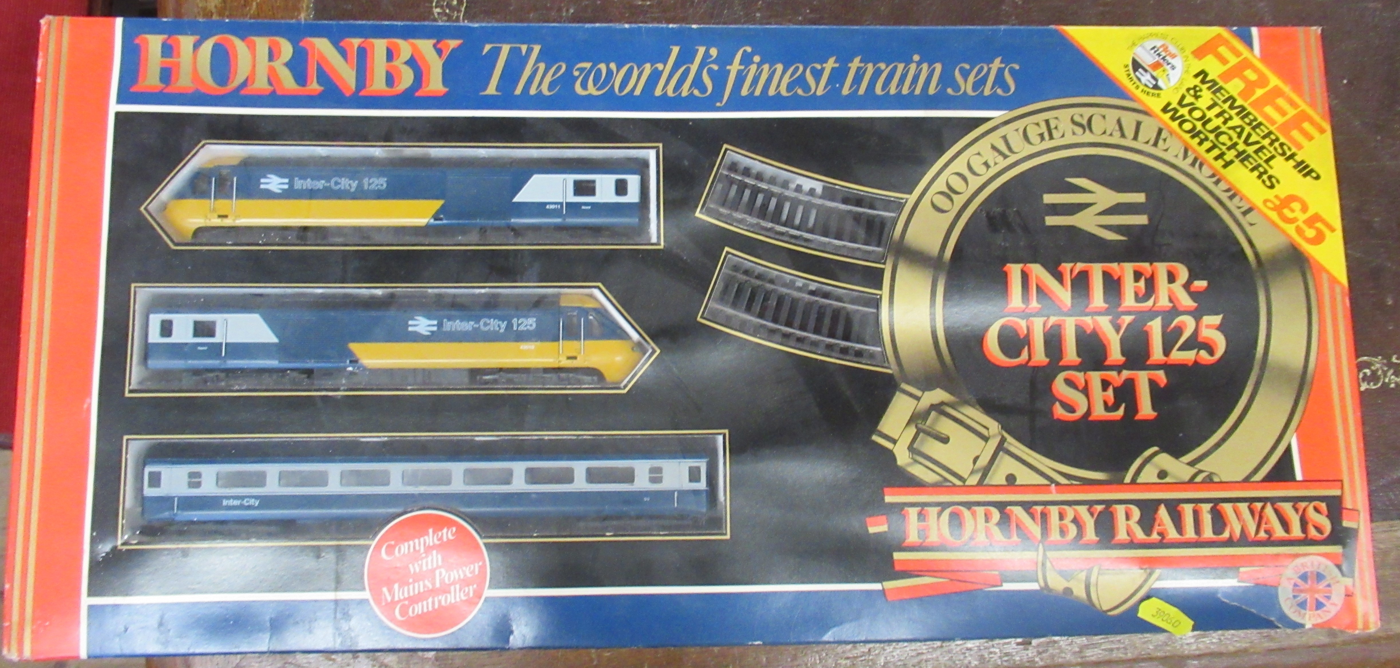 A boxed set of Hornby Intercity 125 trains and track, together with a boxed Hornby Railways electric