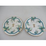 Two Chamberlains Worcester plates decorated with central coronet monogrammed with SD below to a