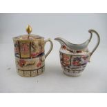 A Chamberlains Worcester tankard with cover and milk jug decorated with an Imari pattern height