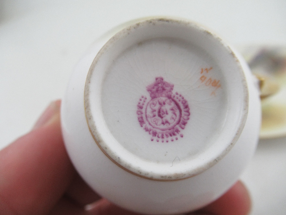 A Royal Worcester coffee cup and saucer decorated with cattle by H Stinton together with a coffee - Image 4 of 9