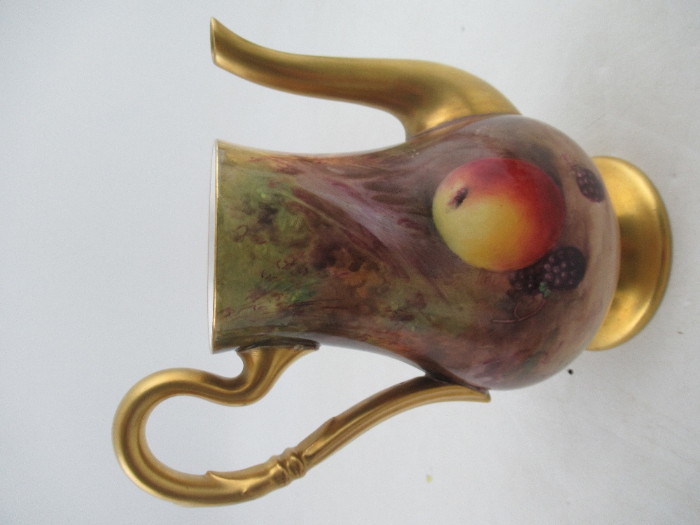 A Royal Worcester coffee pot decorated all round with hand painted fruit by Horace Price height 7ins - Image 3 of 4
