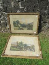 A pair of watercolours  attributed to Henley, Mountainous Landscapes  12ins x 21ins