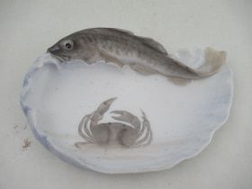 Royal Copenhagen dish with a fish and a crab in the bowl No 1/14o made 1923-1930