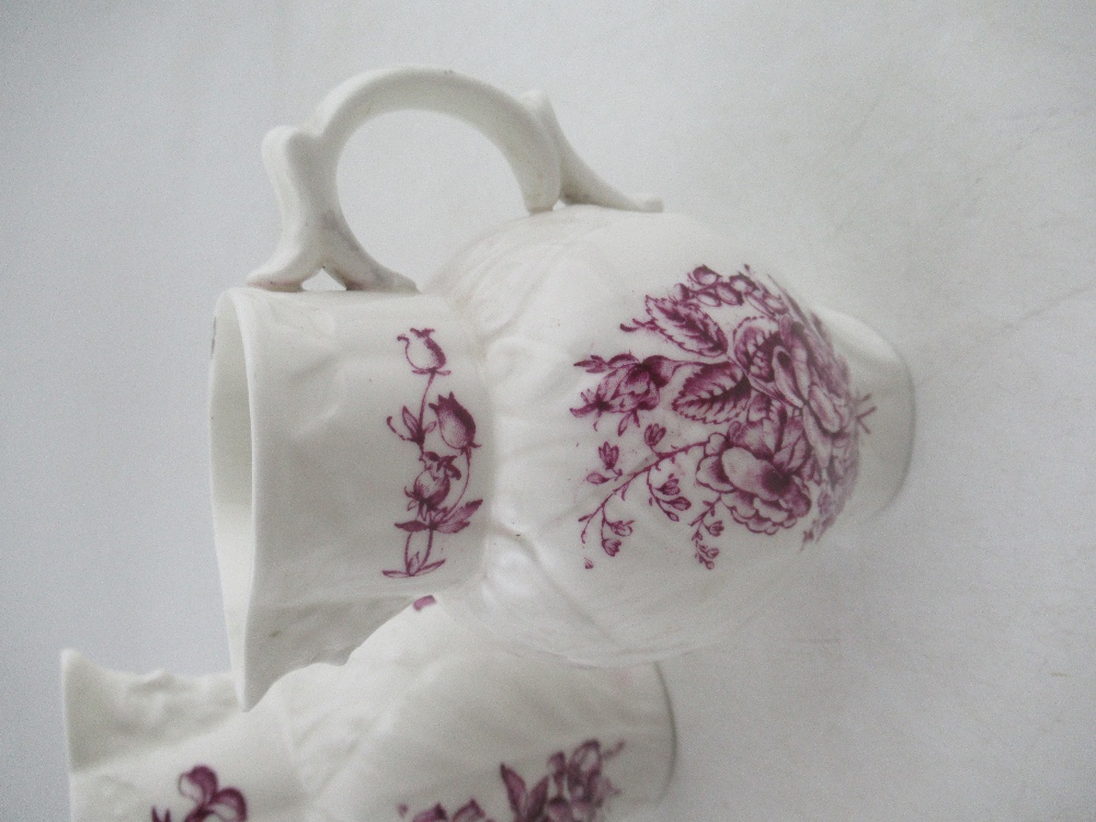 A set of three graduated Royal Worcester jugs decorated with purple flowers to a white ground - Image 6 of 7