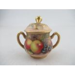 A Royal Worcester  covered two handled miniature sugar box and cover by Roberts  Condition Report: