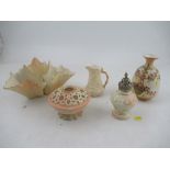 A collection of Locke and Co  Worcester blush ivory to include a center piece jug together with a